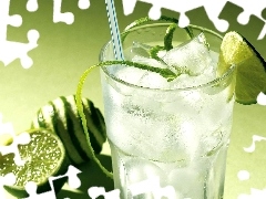 Limonki, Lód, Szklanka, Woda