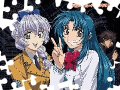 facet, pistolet, Full Metal Panic, dziewczyny