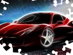 Auto, Grafika, Czerwone
