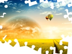 Balony, Pola, Zachód, Słońca