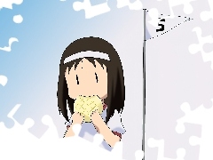 dziewczyna, ciastka, Azumanga Daioh, flaga