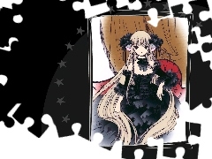 kobieta, czarna suknia, Chobits