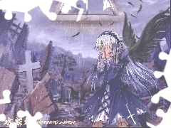 płacz, kobieta, Rozen Maiden, cmentarz