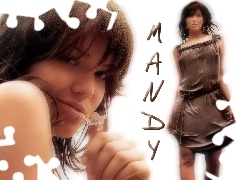 Brązowa, Sukienka, Mandy Moore