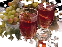 Kostki, Wino, Winogrona, Lodu, Kieliszki