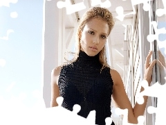 czarny, bezrękawnik, Jessica Alba