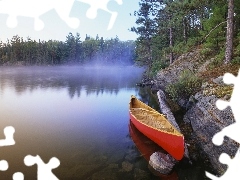 Mgła, Kajak, Jezioro, Las