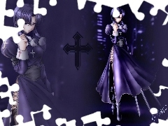 okulary, krzyż, Shingetsutan Tsukihime