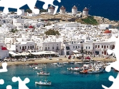 Wiatraki, Grecja, Plaża, Mykonos