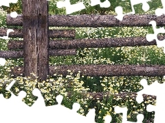 Drewniany, Kwiatki, Płot