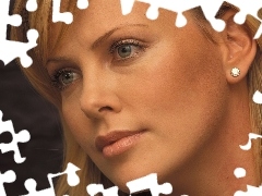 kolczyk, diament, Charlize Theron