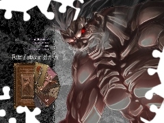 postacie, karty, Fate Stay Night, napisy, potwór
