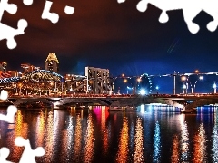 Azja, Światła, Miasto, Singapur, Noc