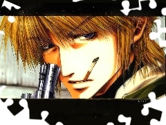 papieros, pistolet, Saiyuki, twarz