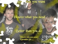 zarny t-shirt, napisy, Dominic Monaghan