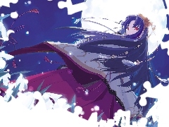 Tsukuyomi Moon Phase, księżyc, dziewczyna, przebiśniegi