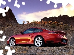 Łąka, Czerwone, Porsche 911, Turbo