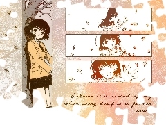 dziewczyna, drzewo, Chobits