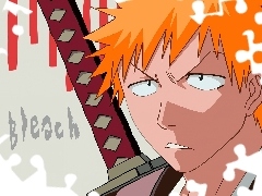 napis, miecz, Bleach, twarz