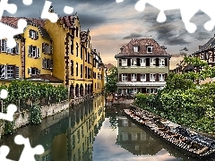 Colmar, Miasteczko, Rzeka, Francja, Domy
