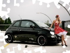 Okulary, Spódnica, Dziewczyna, Buty, Fiat 500