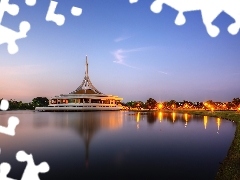 Światła, Woda, Bangkok, Tajlandia, Pawilon