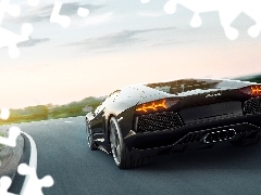 Art, Aventador, Czarne, Tor, Lamborghini