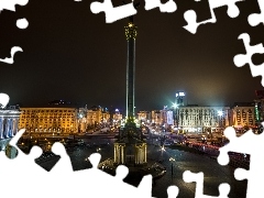 Ukraina, Majdan, Kijów, Plac, Noc, Niepodległości