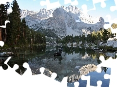 Las, Canyon, Jezioro, Góry, Park, Narodowy, Odbicie, Kings