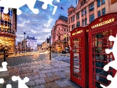 Londyn, Telefoniczne, Ulica, Anglia, Budki
