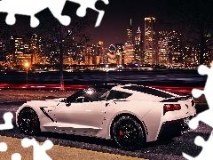 Noc, Panorama, Ulica, Chevrolet, Miasta, Corvette, Stingray