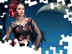 Księżyc, Makijaż, Strój, Aamna Sharif, Kolczyki, Aktorka