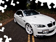 E92, BMW, Seria 3, Biały, Droga, Samochód