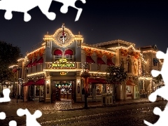 USA, Kalifornia, Miasto nocą, Disneyland