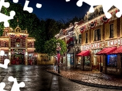 Domy, Kalifornia, HDR, Anaheim, Miasta nocną, Disneyland, USA, Projekt