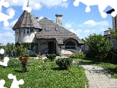 Chodnik, Ogród, Projekt, Dom