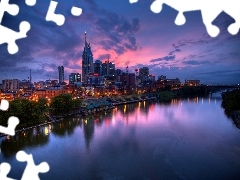 Rzeka, Nocą, Nashville, Miasto
