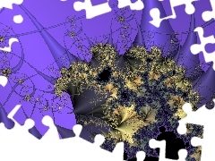Fraktal, Abstrakcja, Grafika, Mandelbrota, Fioletowo-żółt