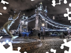 Anglia, Londyn, Tower Bridge, Miasto nocą