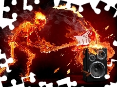 Gitara, Człowiek, 3D, Kolumna, Fractalius