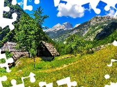 Łąka, Lasy, Domy, Góry