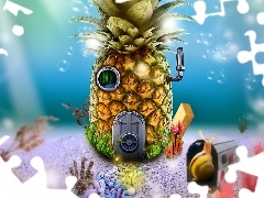 Dom, 3D, Ananas
