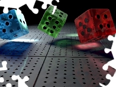 Kolorowe, Trzy, Grafika, Kostki, 3D