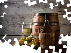 Winogrona, Beczka, Antałek, Kieliszek, Butelka, Wino