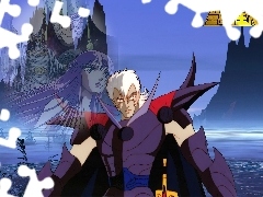 jezioro, ludzie, Saint Seiya, napis