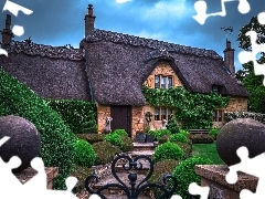 Pochmurny Dzień, Ogród, Anglia, Dom