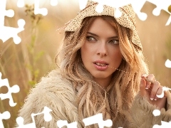 Modelka, Blondynka, Siedząca, Jolie Louise, Kobieta
