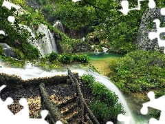 Plitvice, Park Narodowy, Wodospad, Chorwacja, Skały