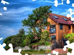 HDR, Krzewy, Domek, Drzewko