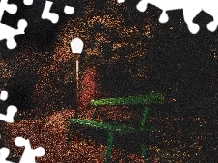 Zielona, Latarnia, Park, Ławeczka, Nocą